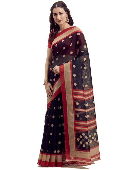 self design woven saree with blouse - 19430090 - Standard Image - 0