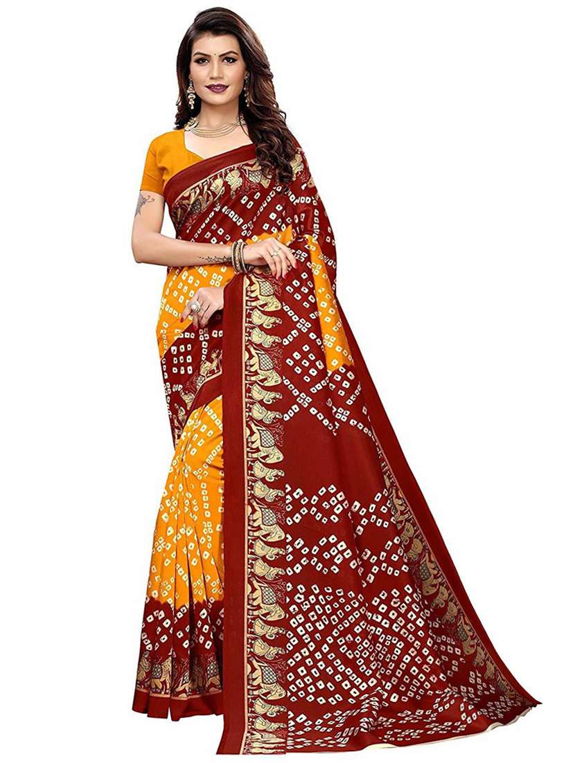 bandhani printed saree with blouse