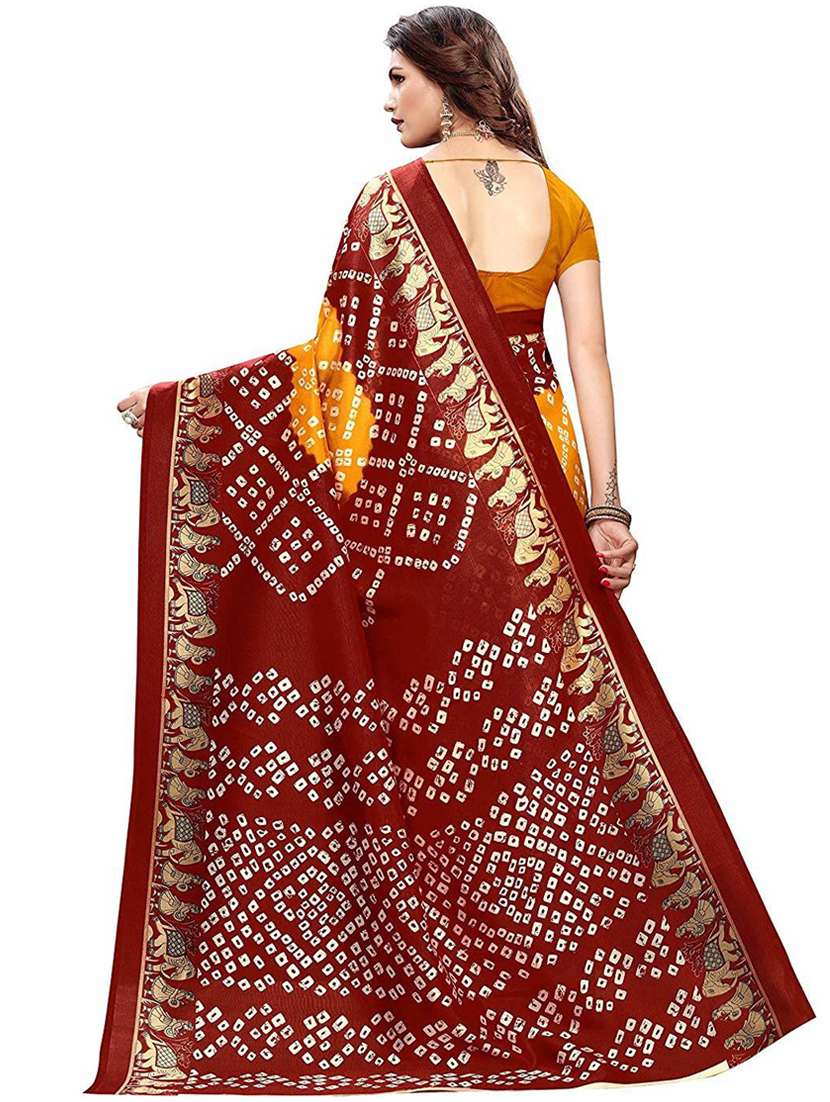 bandhani printed saree with blouse - 19430094 -  Standard Image - 3