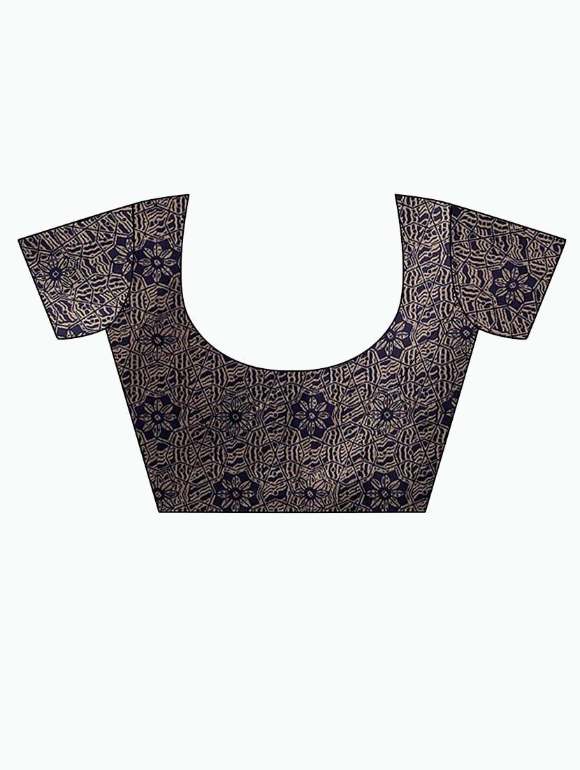women's self design navy blue colored saree with blouse - 19430097 - Standard Image - 3