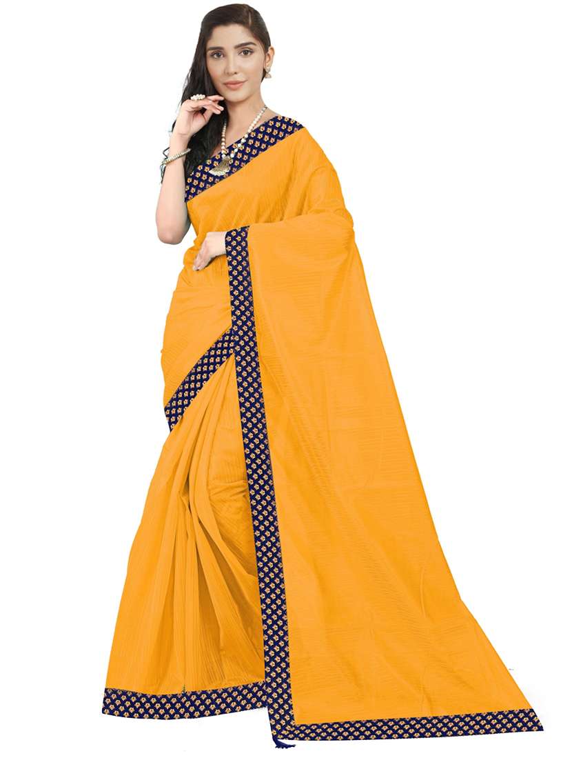 yellow solid bollywood saree with blouse - 19430217 - Zoom Image - 0