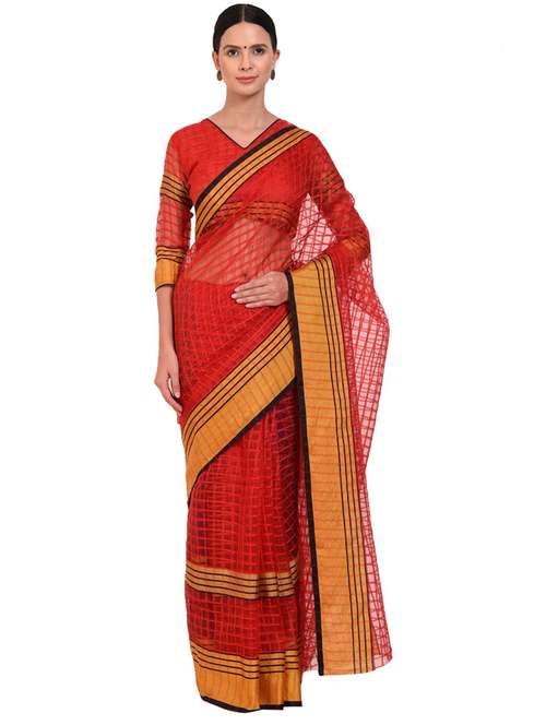red printed bollywood saree with blouse - 19430247 -  Standard Image - 0