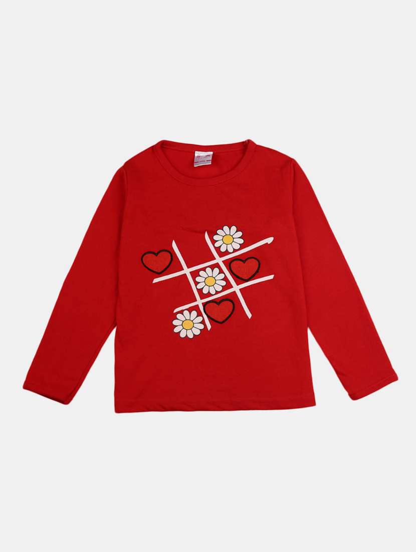 girls round neck printed regular tee