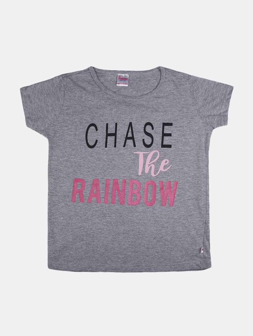girls round neck printed regular tee
