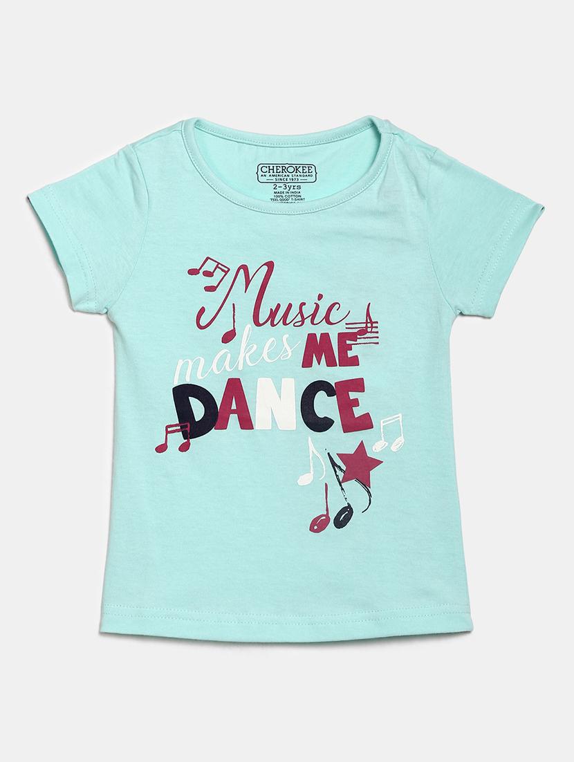 girls round neck printed regular tee