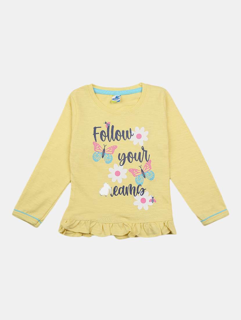 girl round neck cotton tee