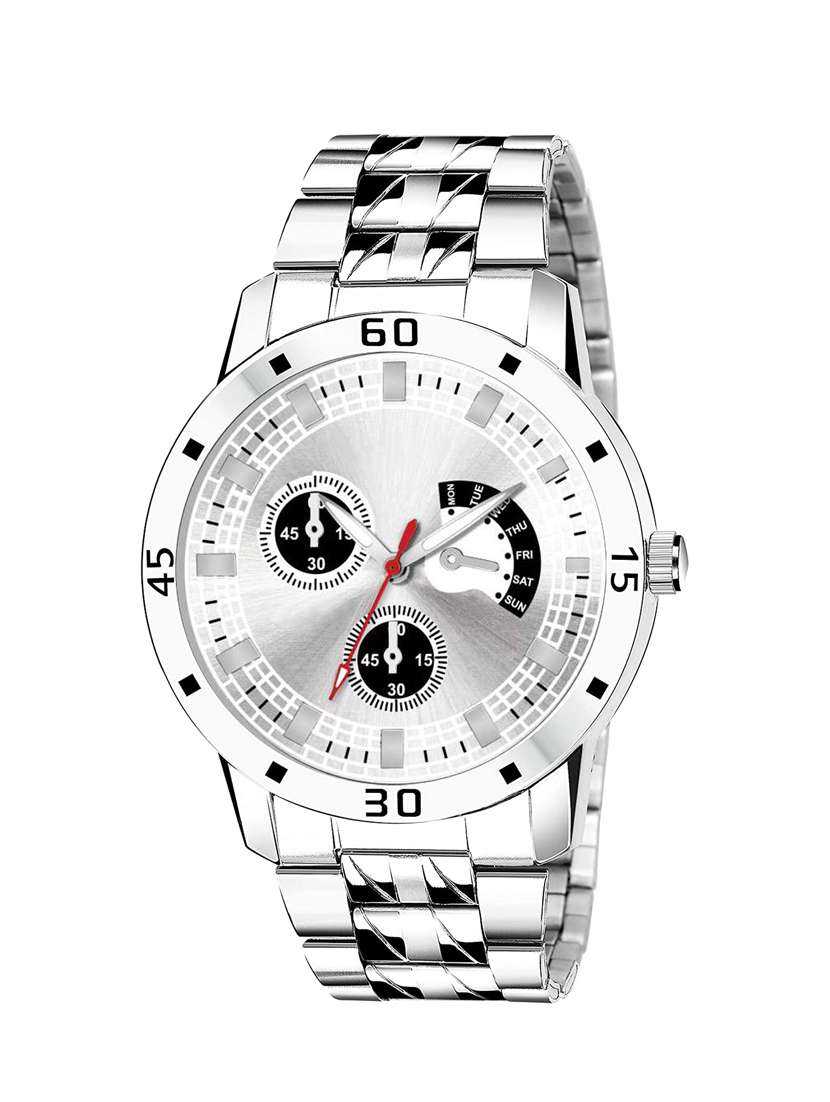 silver dial stainless watch