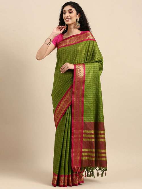 light green self design saree with blouse - 19431558 - Standard Image - 0