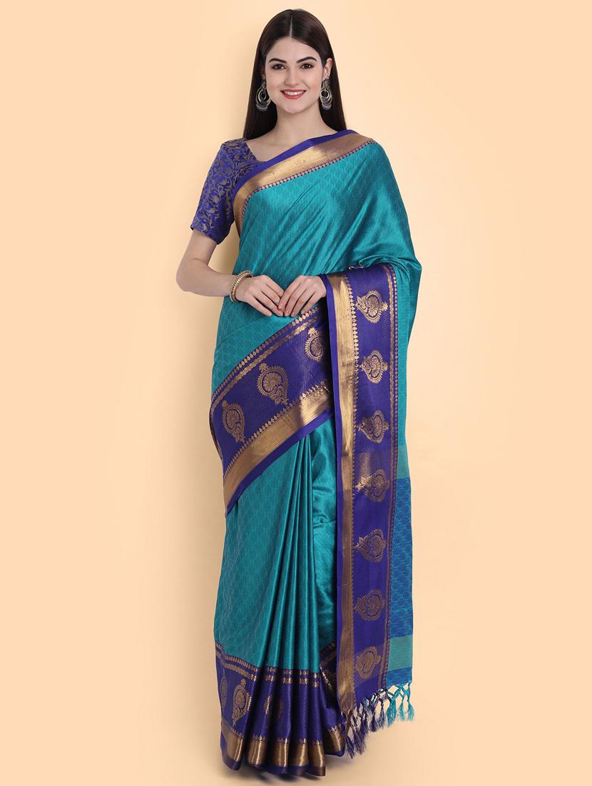 light blue self design saree with blouse - 19431572 -  Zoom Image - 0
