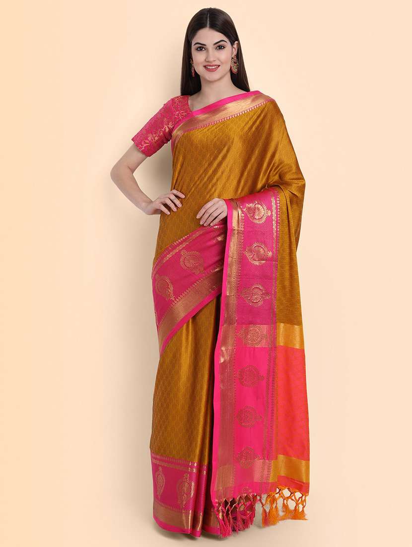 beige self design saree - 19431578 -  Zoom Image - 0
