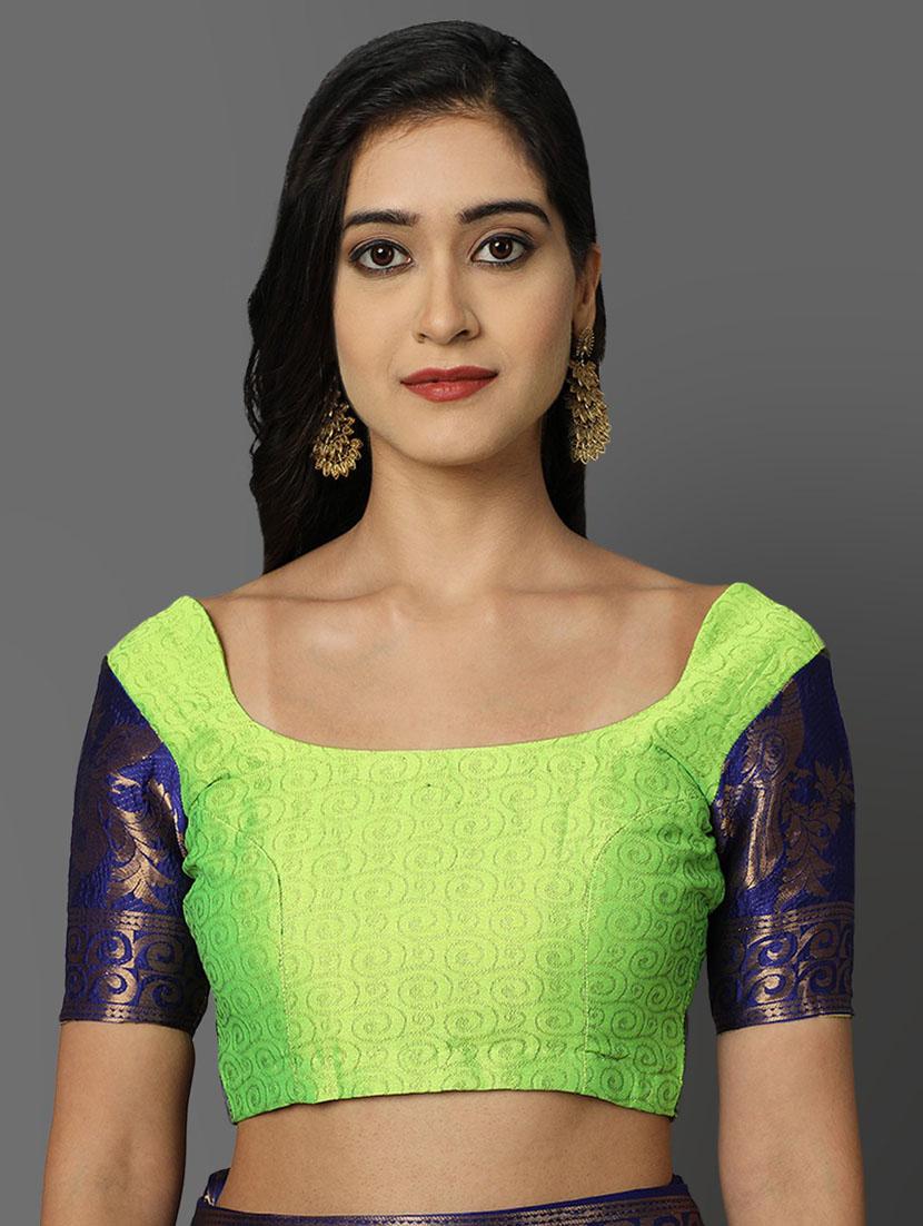 green self design saree with blouse - 19431582 - Standard Image - 3