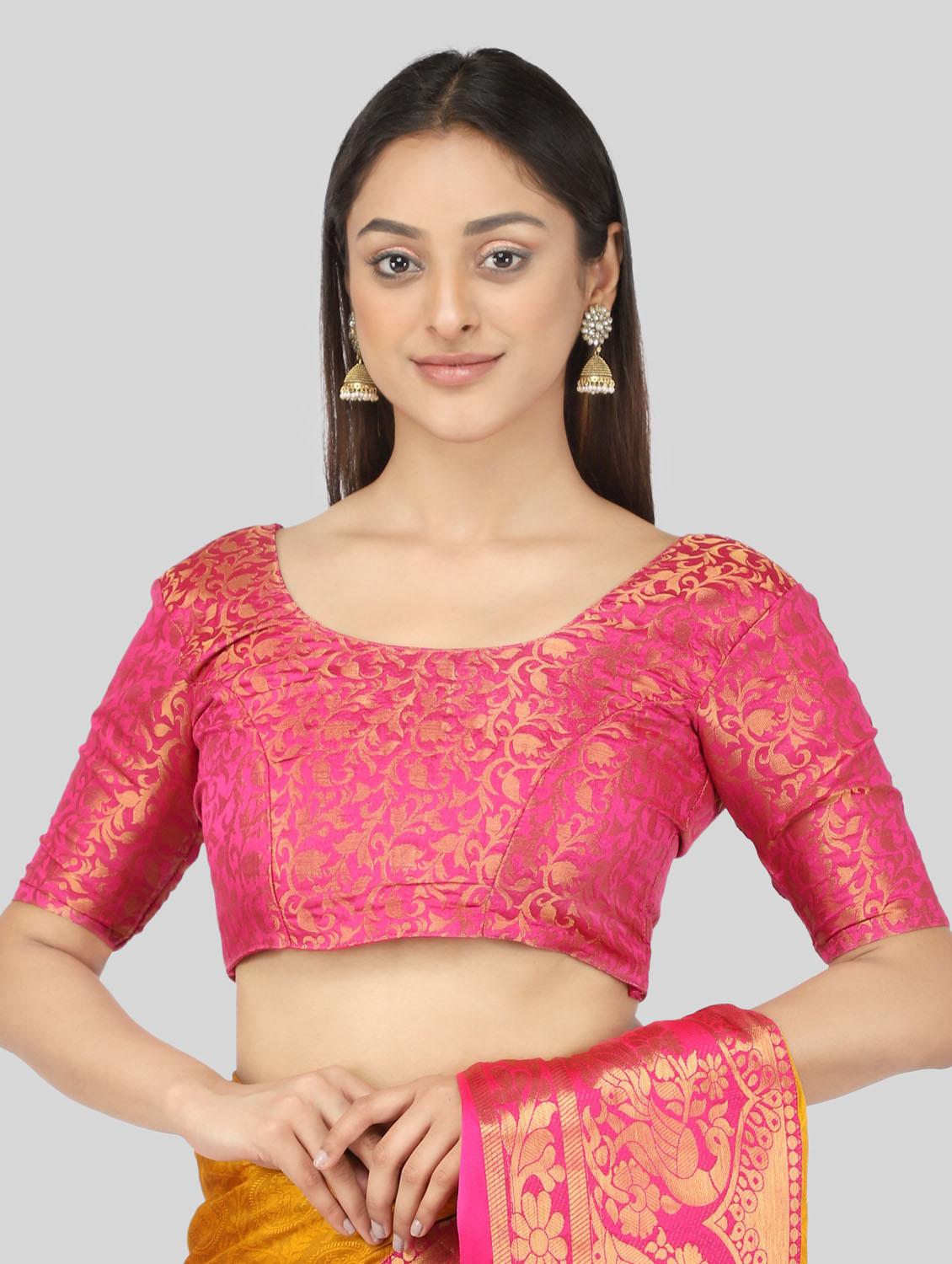 orange self design saree with blouse - 19431583 - Standard Image - 3