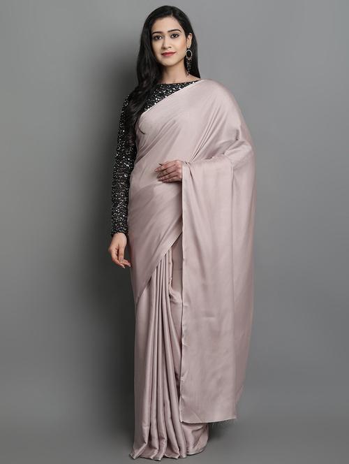 pink self design saree with blouse - 19431588 -  Standard Image - 0