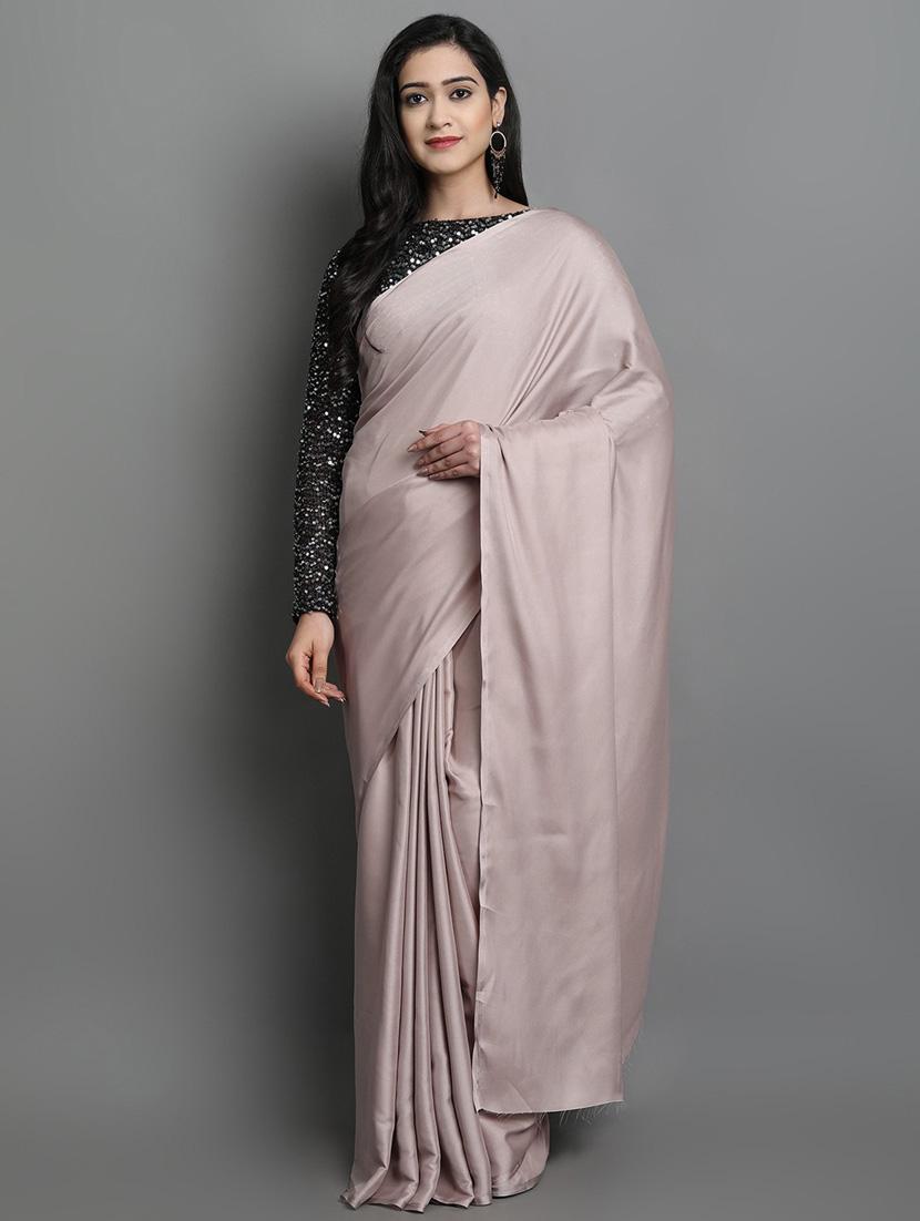 pink self design saree with blouse - 19431588 -  Zoom Image - 0