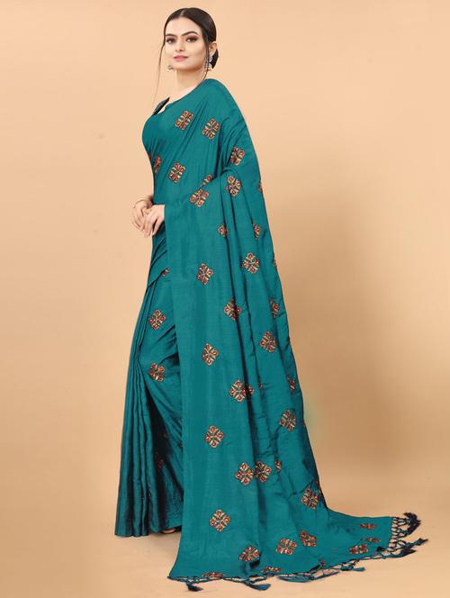 dark blue self design saree with blouse - 19431592 -  Standard Image - 0