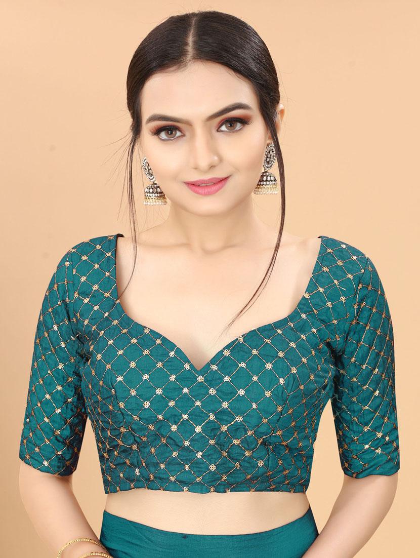 dark blue self design saree with blouse - 19431592 - Standard Image - 3