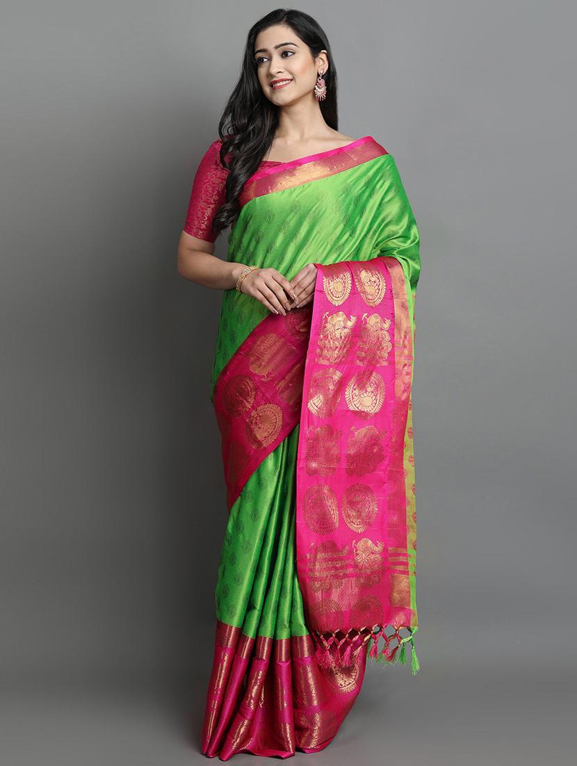 light green self design saree - 19431595 - Zoom Image - 0