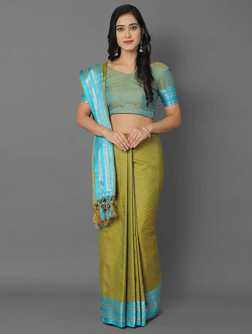 light green self design saree with blouse - 19431615 -  Zoom Image - 0