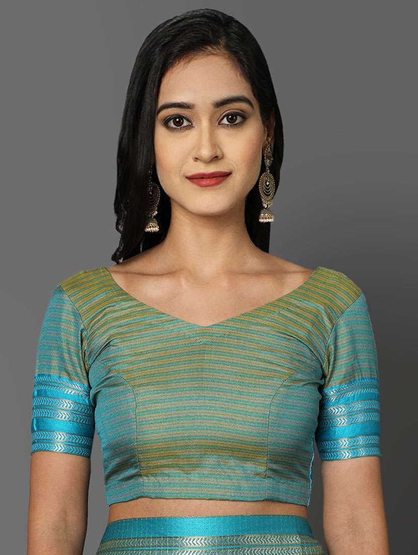light green self design saree with blouse - 19431615 - Standard Image - 3