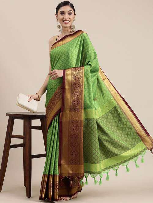 light green self design saree - 19431622 - Standard Image - 0