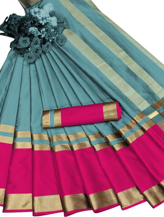 stripes maheshwari saree with blouse - 19431728 - Standard Image - 3