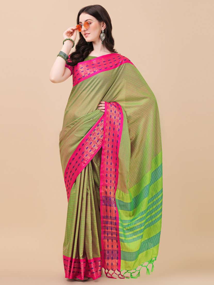 stripes venkatagiri saree with blouse - 19431783 - Zoom Image - 0