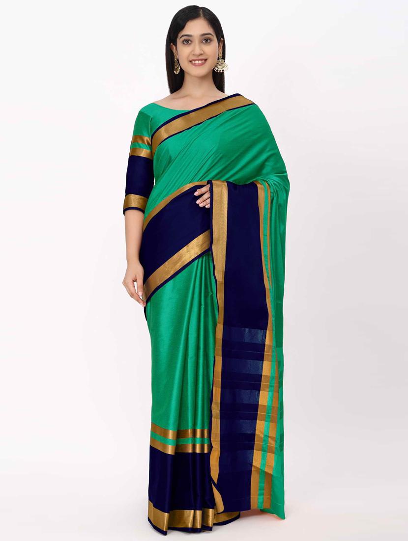 self design solid saree with blouse - 19431833 - Zoom Image - 0