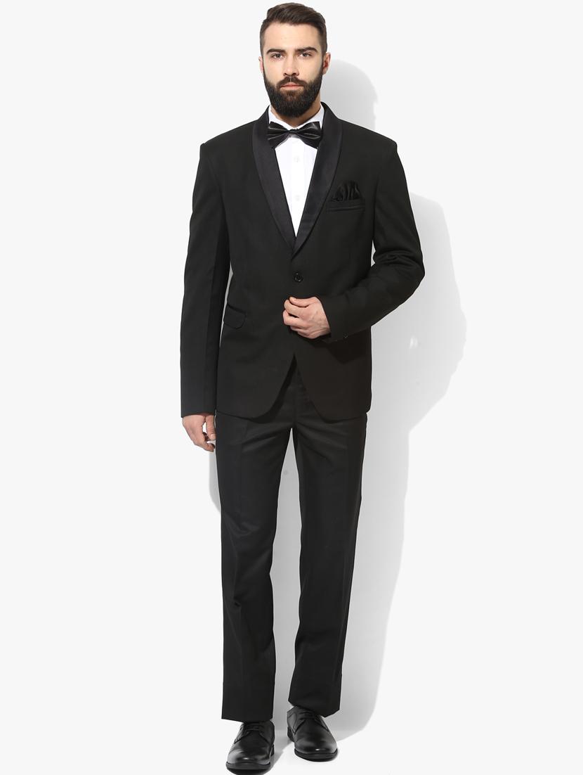 Black 2 Piece Suit Self Design Men Suit – paanericlothing