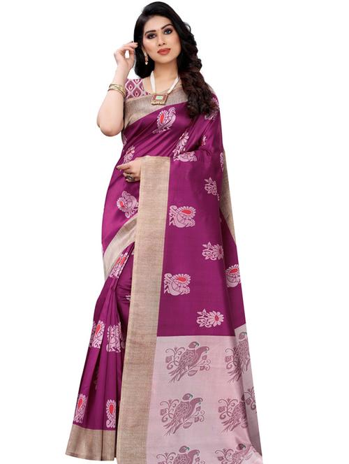 self design printed saree with blouse - 19434602 -  Standard Image - 0