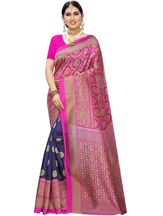 self design printed saree with blouse - 19434603 -  Zoom Image - 0