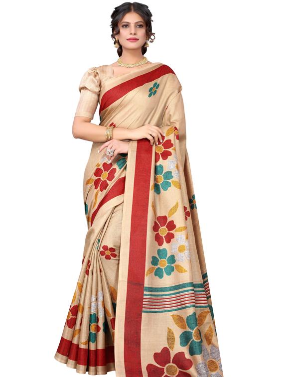 self design printed saree with blouse - 19434666 - Zoom Image - 0