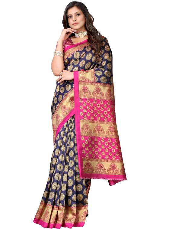 self design printed saree with blouse - 19434668 - Zoom Image - 0