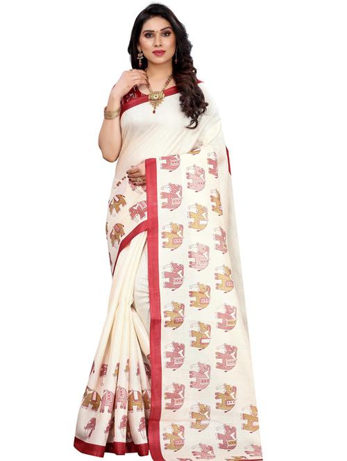 self design printed saree with blouse - 19434712 - Standard Image - 0