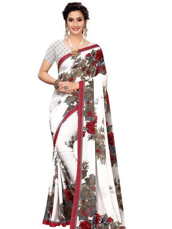 self design printed saree with blouse - 19434772 - Zoom Image - 0