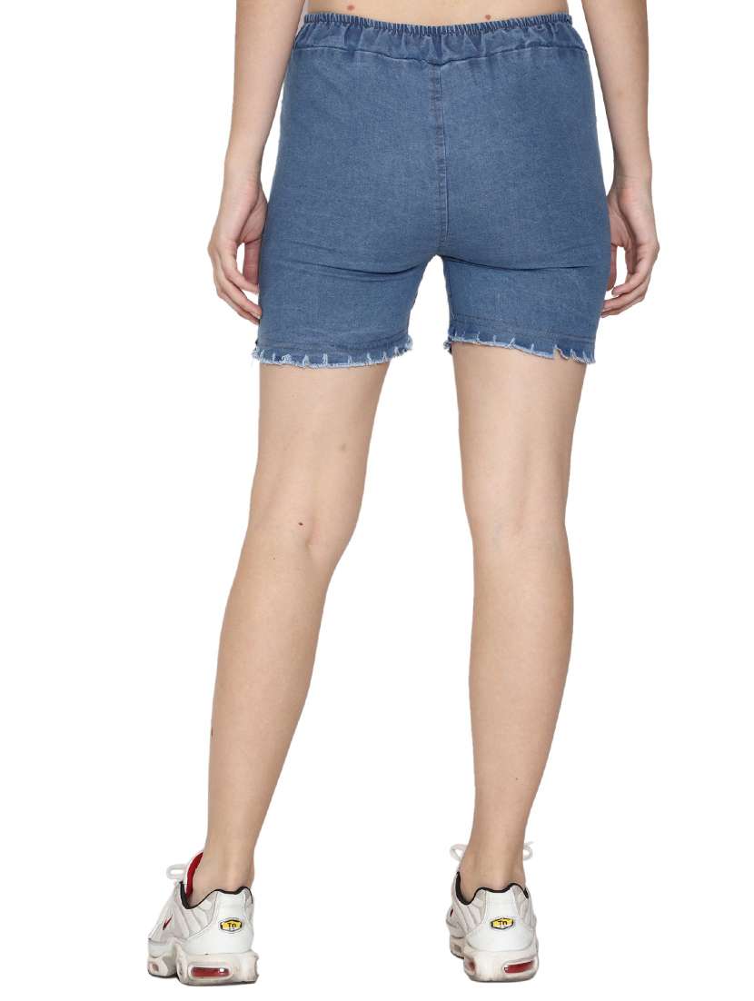 blue embroidered denim denim shorts - 19435613 -  Standard Image - 3