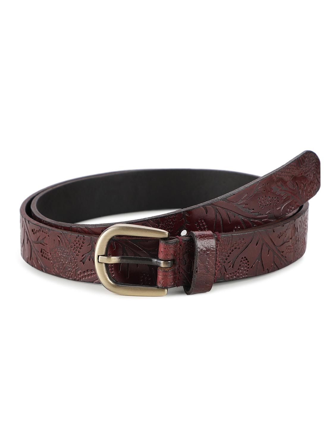 batik pattern embossed women belt - 19435875 - Zoom Image - 0