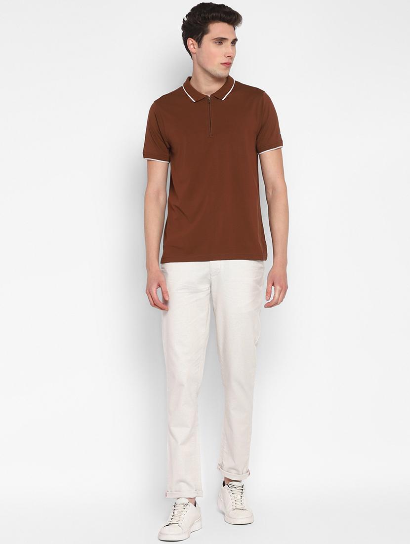 off-white cotton blend flat front casual trouser - 19435928 - Standard Image - 3