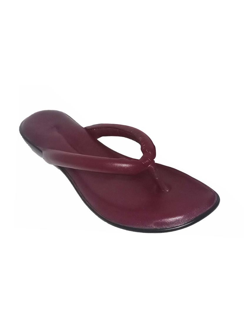 maroon leather slip on sandals - 19436078 - Zoom Image - 0