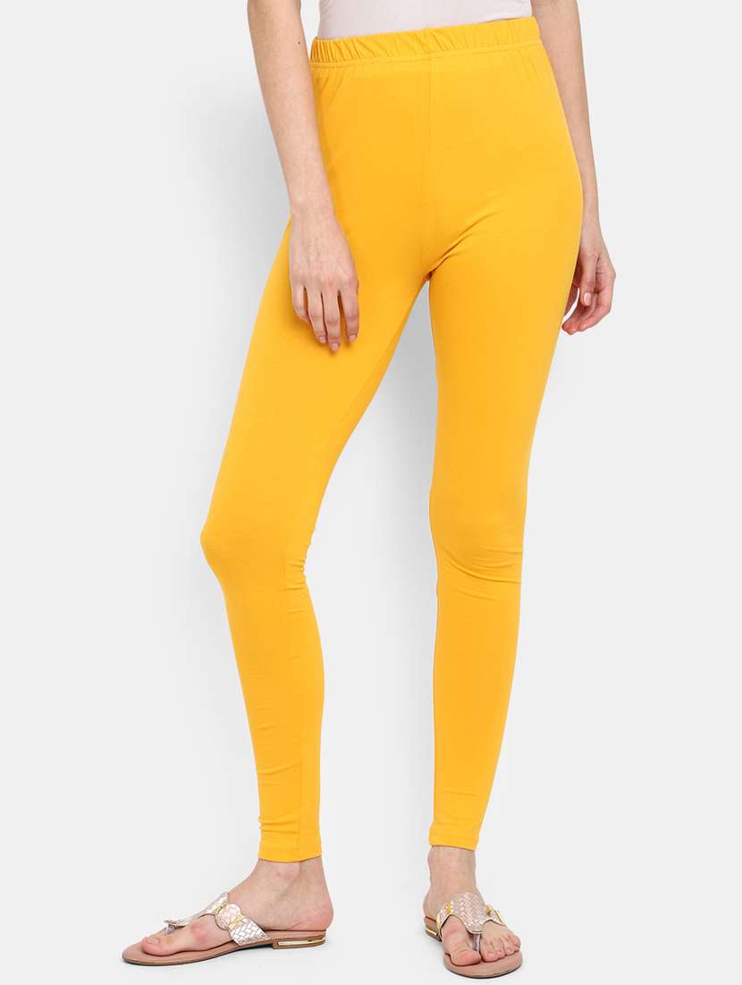 yellow solid cotton legging