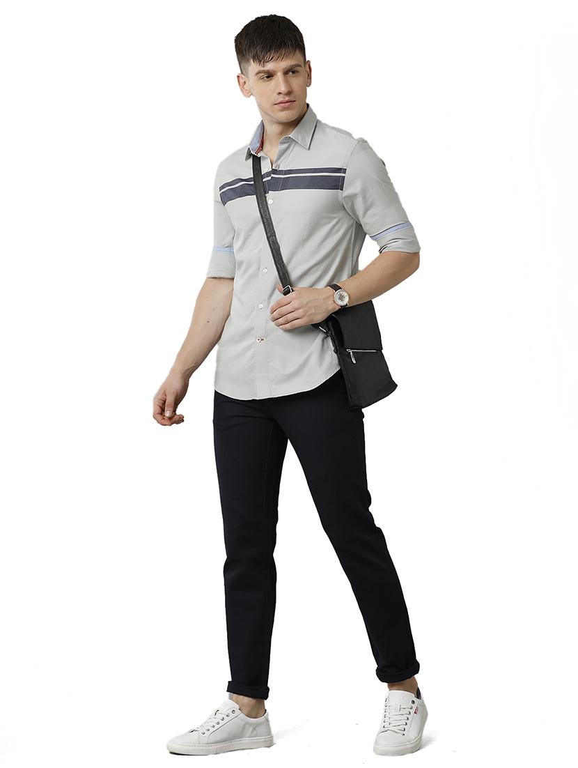 mens color block casual shirt - 19436536 - Standard Image - 3