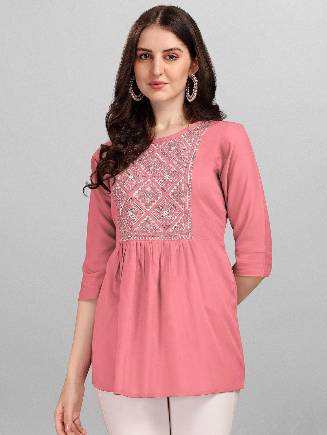 pink rayon regular top - 19437041 -  Zoom Image - 0