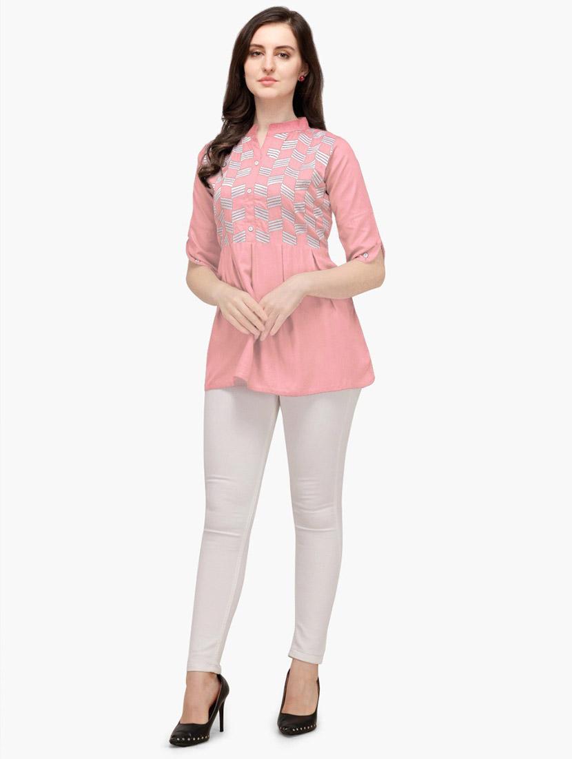 pink rayon regular top - 19437043 - Zoom Image - 0