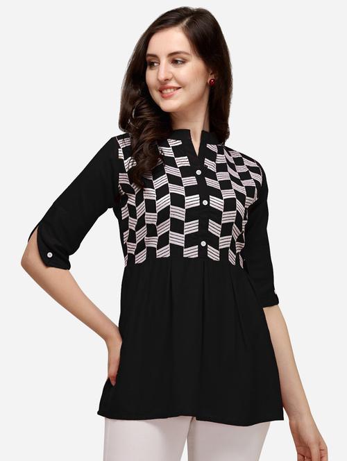 black rayon regular top - 19437047 - Standard Image - 0