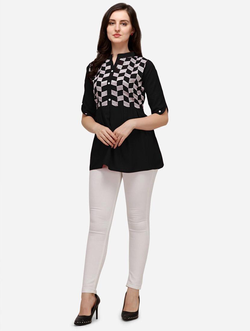 black rayon regular top - 19437047 - Standard Image - 3