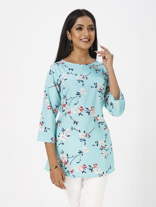 blue crepe regular top - 19437055 -  Standard Image - 0