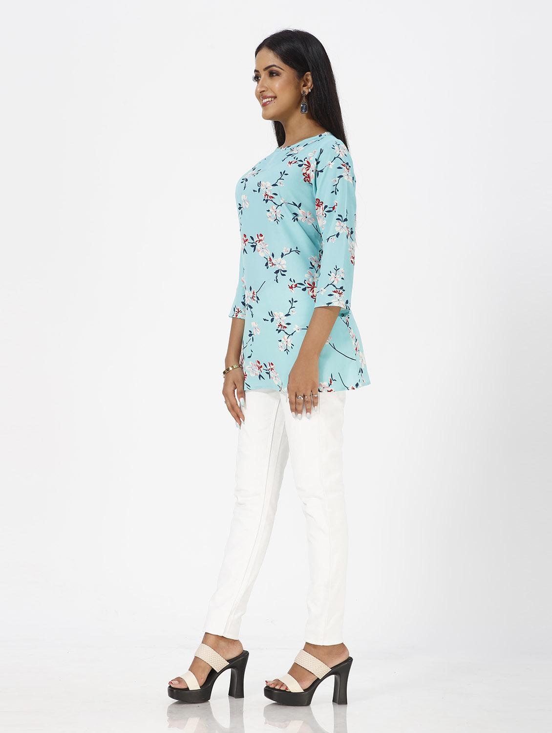 blue crepe regular top - 19437055 - Standard Image - 3