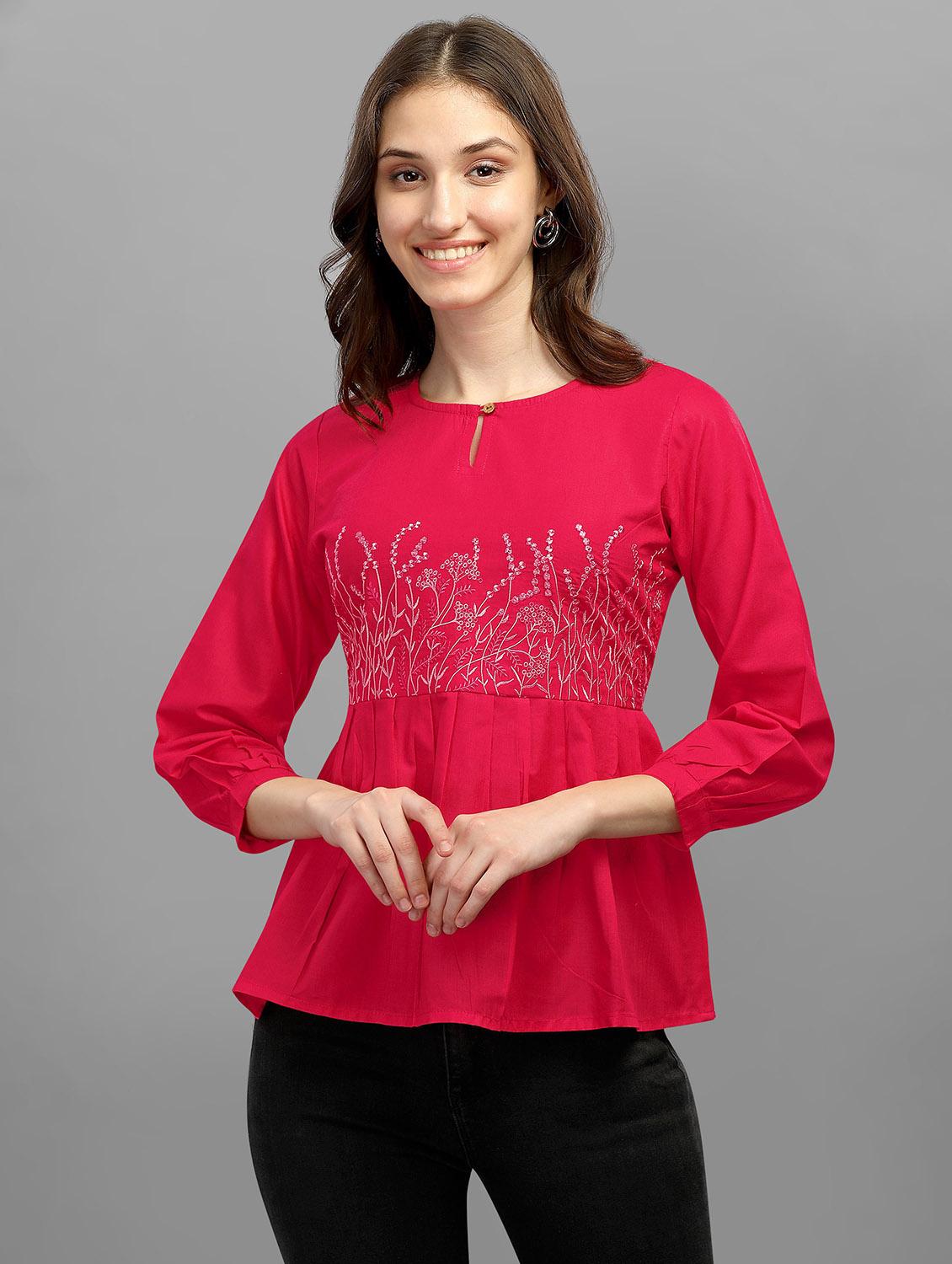 pink polyester peplum top - 19437071 - Zoom Image - 0