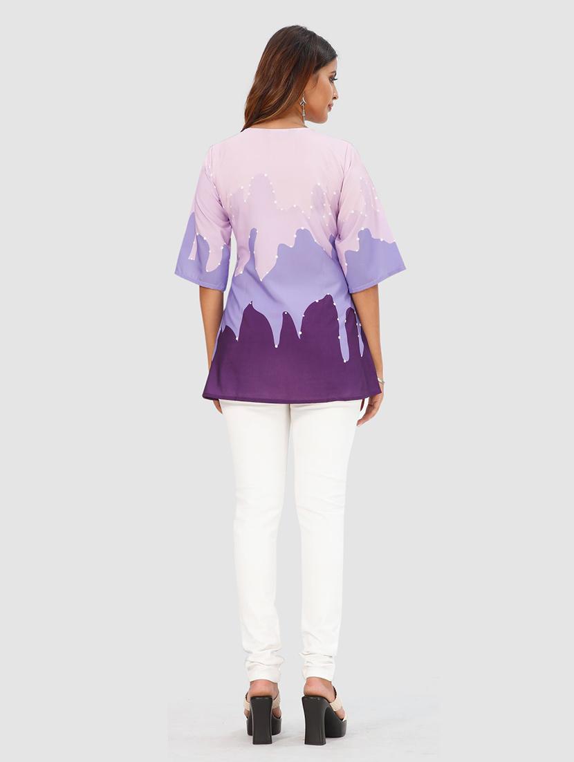 multi colored colored block a-line top - 19437076 - Standard Image - 3