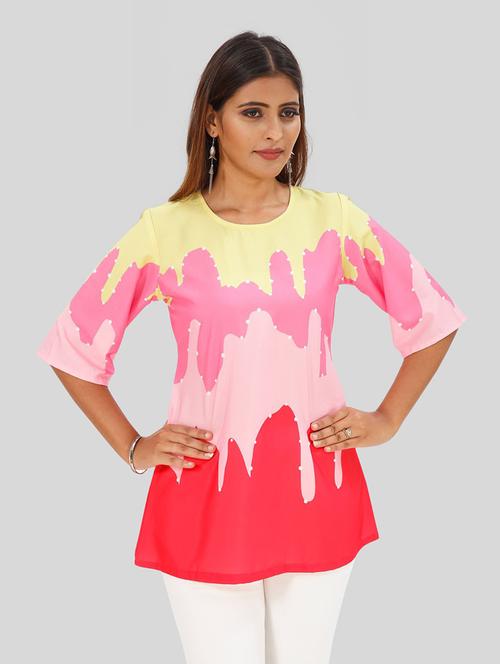 multi colored colored block a-line top - 19437082 - Standard Image - 0