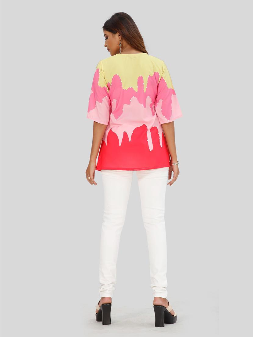 multi colored colored block a-line top - 19437082 - Standard Image - 3